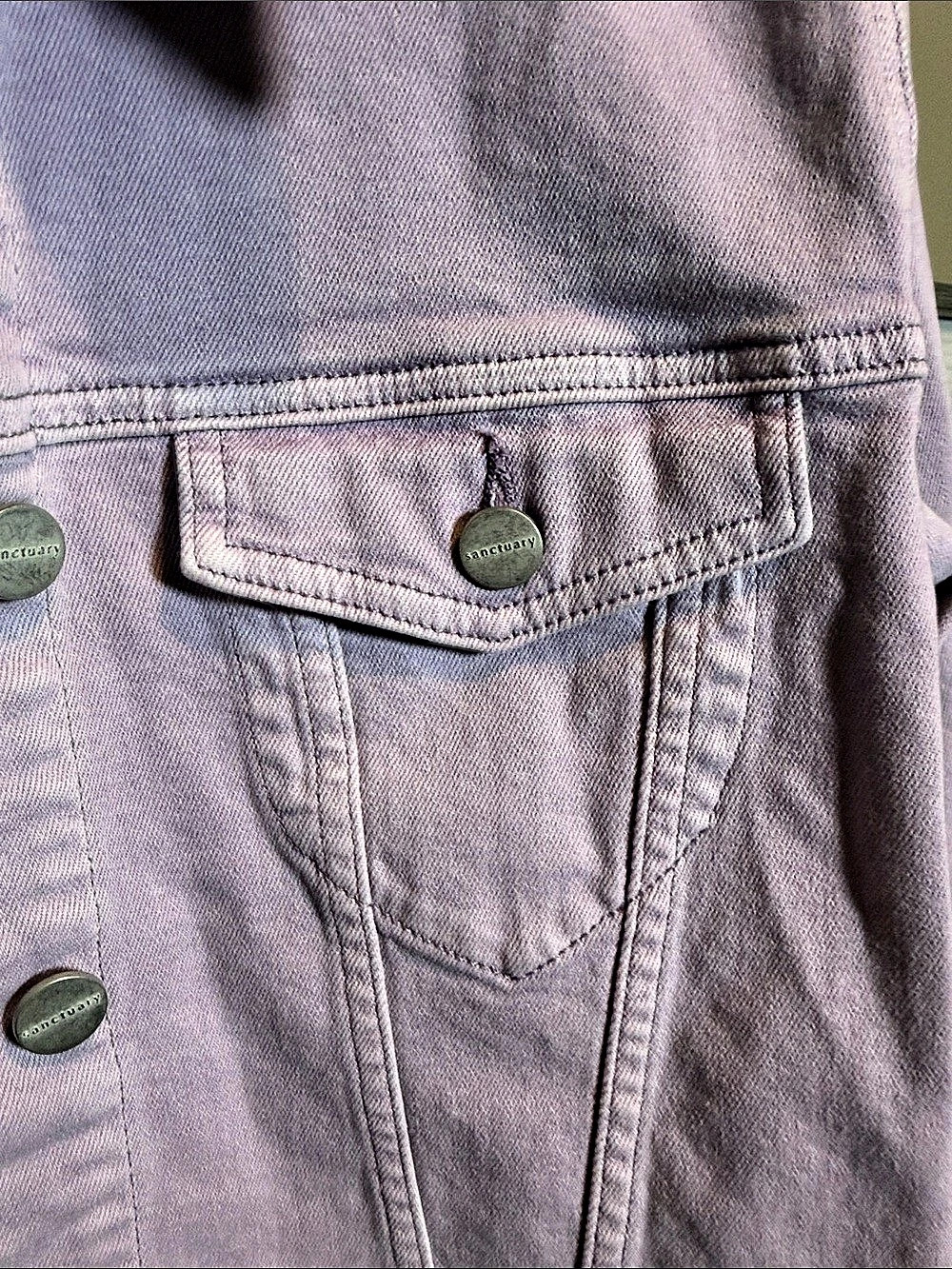 Sanctuary Stevie Cropped Trucker Denim Jacket Charming Lilac Purple Size Small - Picture 7 of 9